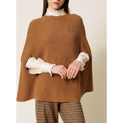 TWINSET Γυναικεία Πλεκτή Μπλούζα Oversized Καφέ 252TT3421-12538