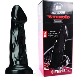 All Black Steroid Olympus Dildo με Βεντούζα & Όρχεις 42cm Μαύρο