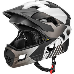 Rockbros TS-61 Παιδικό Κράνος Ποδηλάτου Downhill / BMX / Dirt Full Face με Led Μαύρο Λευκό