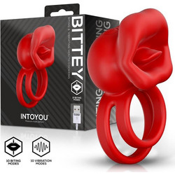 IntoYou Bittey Cock Ring Ελαστικό Δαχτυλίδι Πέους Σιλικόνης με Δόνηση Κόκκινο