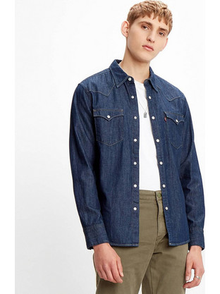 Levi's Ανδρικό Πουκάμισο Τζιν Μακρυμάνικο Κανονική Γραμμή Overshirt Navy Μπλε 72334-0574