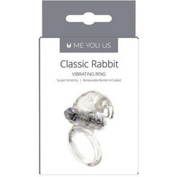 Seven Creations Classic Rabbit Cock Ring Ελαστικό Δαχτυλίδι Πέους Σιλικόνης με Δόνηση 3cm Διαφανές