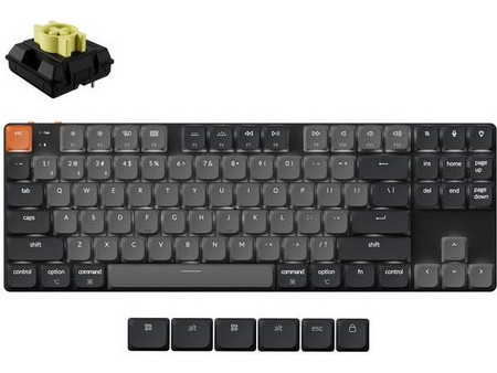 Keychron K1 QMK V6 Ασύρματο Μηχανικό Gaming Πληκτρολόγιο TenKeyLess με Keychron Milk POM Banana Διακόπτες Black