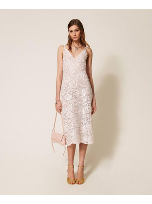 TWINSET Midi Καλοκαιρινό Φόρεμα για Γάμο / Βάπτιση Floral & Παγιέτες Nude 261TP2630-00570