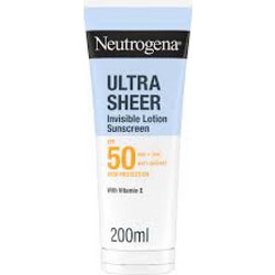 Neutrogena Ultra Sheer Invisible Αντηλιακό Γαλάκτωμα Προσώπου & Σώματος Αντιγηραντικό SPF50+ 200ml