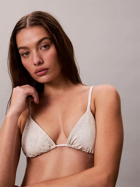 Calvin Klein Bikini Top Τριγωνάκι Animal Print Εκρού LV00Q62697-2YN