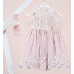Piccolino Melody Βαπτιστικό Φόρεμα 2τμχ DR26S192.PINK