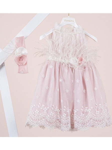 Piccolino Melody Βαπτιστικό Φόρεμα 2τμχ DR26S192.PINK