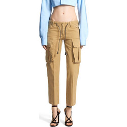 Dsquared2 Jenna Υφασμάτινο Γυναικείο Παντελόνι Cargo Κανονική Εφαρμογή Μπεζ S75KB0527D35264-131