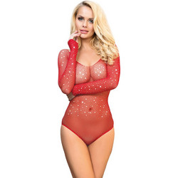 Subblime Sexy Κορμάκι Slip Διχτυωτό Κόκκινο D-241379