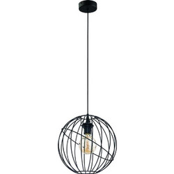 TK Lighting Orbita Κρεμαστό Φωτιστικό Οροφής Μπάλα Πλέγμα Μονόφωτο E27 Μαύρο Φ32x170cm 1626