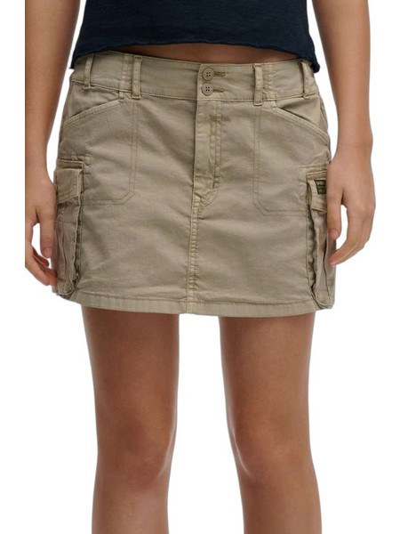 Superdry Μίνι Φούστα Υφασμάτινη Cargo Μπεζ W7210405A