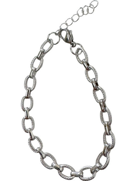 RO Accessories Γυναικείο Βραχιόλι Αλυσίδα από Ατσάλι Ασημί BR189