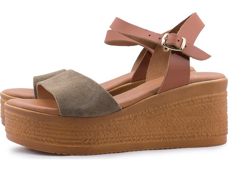 Love4shoes Καλοκαιρινές Γυναικείες Πλατφόρμες Χαμηλές Χακί 531