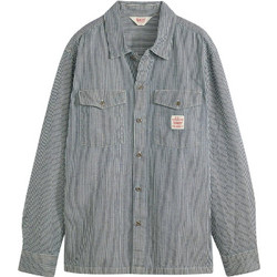 Levi's Ανδρικό Πουκάμισο Βαμβακερό Ριγέ Μακρυμάνικο Κανονική Γραμμή Overshirt Γαλάζιο 003O2-0005