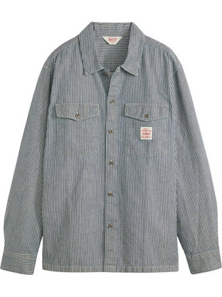 Levi's Ανδρικό Πουκάμισο Βαμβακερό Ριγέ Μακρυμάνικο Κανονική Γραμμή Overshirt Γαλάζιο 003O2-0005