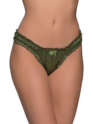 Milena By Paris Γυναικείο Sexy String με Πέρλες Χακί 7685