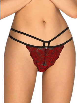 Obsessive Sugestina Γυναικείο Sexy Brazil με Δαντέλα Μαύρο Κόκκινο D-229980