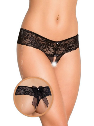 Softline Γυναικείο Sexy String Αυτοκινήτου με Δαντέλα Μαύρο 2403