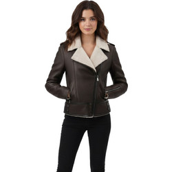 Leather 100 Γυναικείο Μπουφάν Χειμωνιάτικο Δερμάτινο Κοντό Σοκολατί 05-W-PLIP-MOUTON