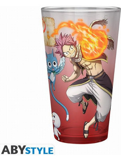 AbyStyle Ποτήρι Νερού Γυάλινo Fairy Tail Natsu Lucy Happy & Plue 400ml ABYVER299