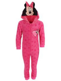 Disney Minnie Mouse Παιδική Ολόσωμη Πιτζάμα Βελουτέ Χειμωνιάτικη Φούξια MIN36-2316