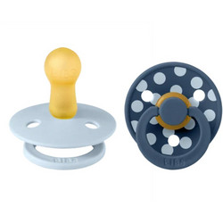 BIBS Studio Colour Πιπίλες Καουτσούκ 6-18m Polka Baby Blue Steel 2τμχ