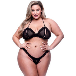 Baci Peekaboo Σετ Sexy Εσώρουχα Αυτοκινήτου See Through με Δαντέλα Μαύρα 4890808265482