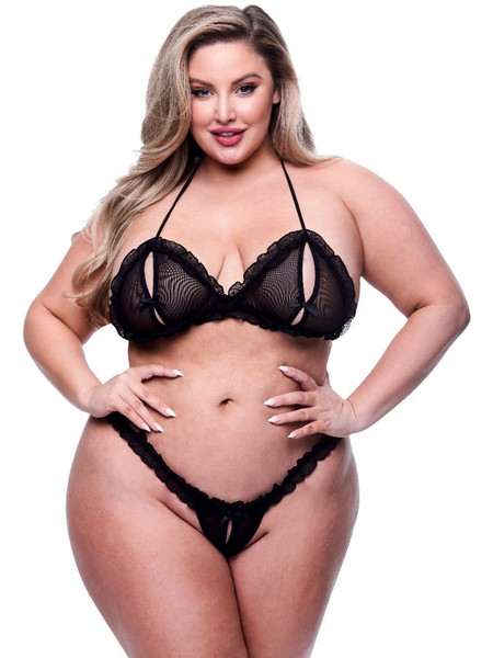 Baci Peekaboo Σετ Sexy Εσώρουχα Αυτοκινήτου See Through με Δαντέλα Μαύρα 4890808265482