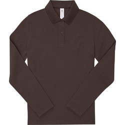 B&C Collection Γυναικεία Μπλούζα Polo Μακρυμάνικη Σοκολατί PW462
