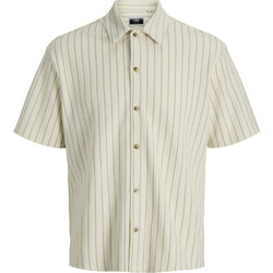 Jack & Jones Ανδρικό Πουκάμισο Βαμβακερό Ριγέ Κοντομάνικο Κανονική Γραμμή Μπεζ 12290212