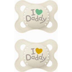 Mam I Love Daddy Ανατομικές Ορθοδοντικές Πιπίλες Σιλικόνης 2-6m Μπεζ 2τμχ