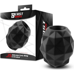 IntoYou Beast Rings Liquid Penis Ring & Stroker 25mm BR-212 Ελαστικό Δαχτυλίδι Πέους Σιλικόνης 2.5cm Μαύρο