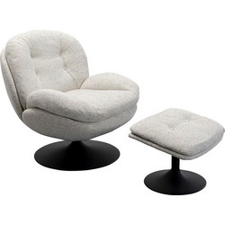 Kare Design Πολυθρόνα με Υποπόδιο Περιστρεφόμενη Μπεζ Standford