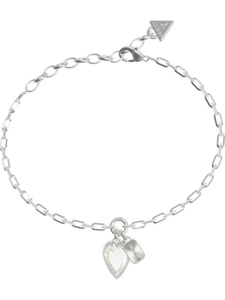 Guess Crystal Love Γυναικείο Βραχιόλι Αλυσίδα με Καρδιά από Ατσάλι Ασημί UBB06360JWRH