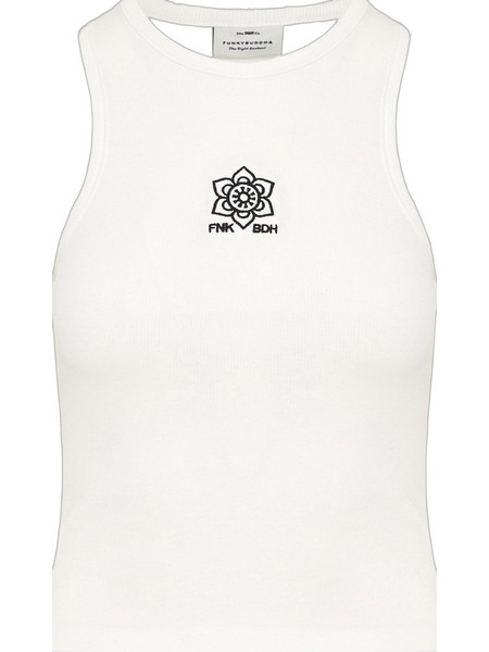 Funky Buddha Γυναικείο Καλοκαιρινό Crop Top Βαμβακερό Λευκό FBL013-130-04