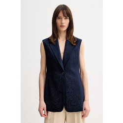 TWINSET Γυναικείο Σακάκι Μακρύ Λινό Navy Μπλε 261TP231413172