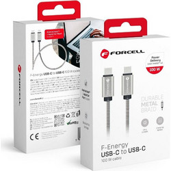 Forcell F-Energy Metal C239 Braided USB-C to USB-C 100W 1m Silver 5903396274466