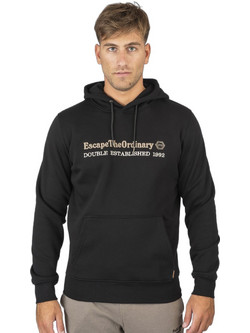 Double Ανδρικό Φούτερ Fleece με Κουκούλα & Τσέπες Μαύρο 252MTOP-1078