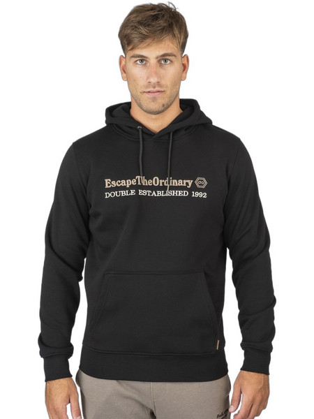 Double Ανδρικό Φούτερ Fleece με Κουκούλα & Τσέπες Μαύρο 252MTOP-1078