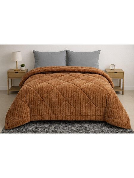 Cosmin Κουβερτοπάπλωμα Υπέρδιπλο 220x240 Rabbit Velvet Tile Brown 4000212