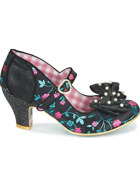 Irregular Choice Γόβες Δερμάτινες με Χοντρό Χαμηλό Τακούνι Μπαρέτα & Φιόγκο Μαύρες 4255-66-B