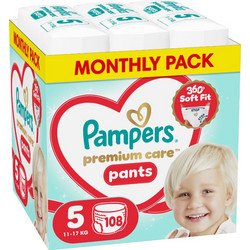 Pampers Premium Care Pants Monthly Pack Πάνες Βρακάκι No5 11-17Kg 108τμχ