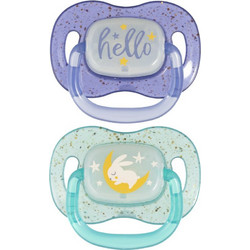 Canpol Babies Nightglow Boy Πιπίλες Σιλικόνης Νυκτός 0-6m Μπλε Πράσινο Mint 2τμχ