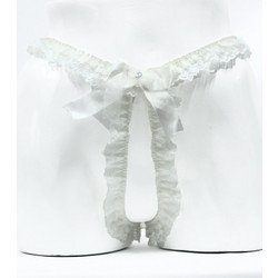 Cottonhill Γυναικείο Sexy String Αυτοκινήτου με Δαντέλα Λευκό 0929