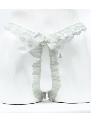 Cottonhill Γυναικείο Sexy String Αυτοκινήτου με Δαντέλα Λευκό 0929