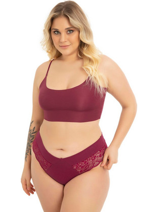 Cottonhill Γυναικείο Sexy String με Δαντέλα Μπορντό CH6159