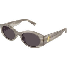 Balenciaga BB0477SA 003 Γυναικεία Γυαλιά Ηλίου Οβάλ Κοκάλινα Γκρι με Μαύρο Φακό