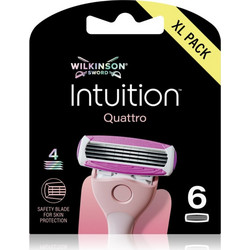Wilkinson Sword Intuition Quattro Γυναικεία Ανταλλακτικά Ξυραφάκια με 4 Λεπίδες & Λιπαντική Ταινία 6τμχ