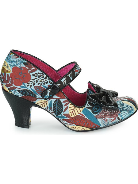Irregular Choice Γόβες Δερμάτινες με Χοντρό Χαμηλό Τακούνι Μπαρέτα & Φιόγκο Πολύχρωμες 4255-57M